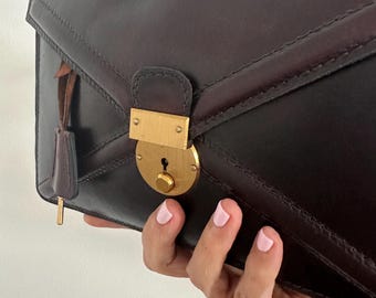 Vintage Italian unisex all leather clutch/ wristlet