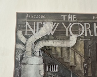 Vintage The New Yorker Cover Print – January 2, 1960 – Matted Illustration