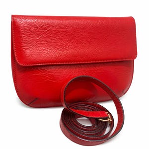 Vintage Salvatore Ferragamo Red Leather Shoulder / Crossbody Bag Made in Italy