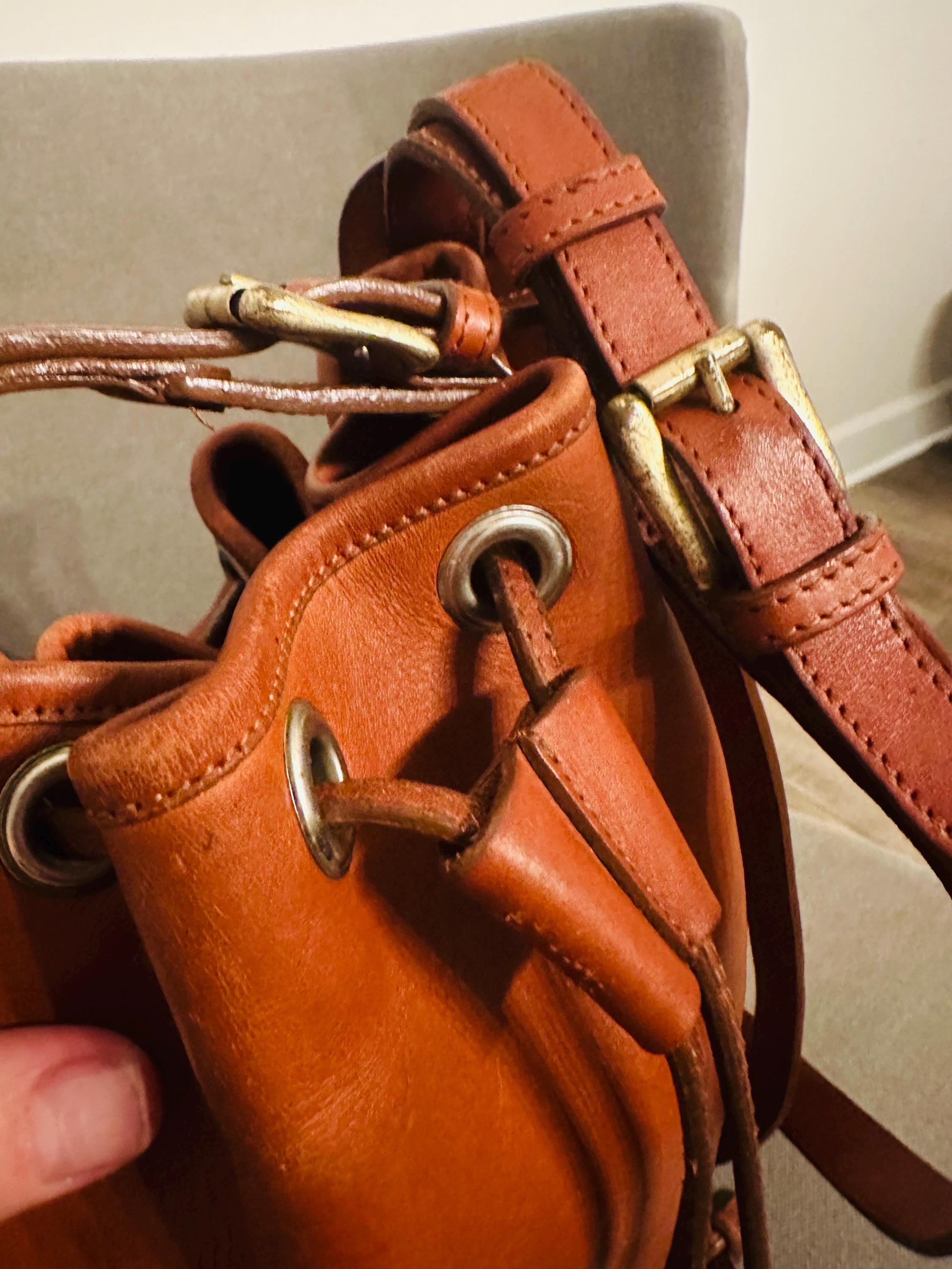 Vintage Calvin Klein Leather Drawstring Bucket Bag - Etsy display picture 3