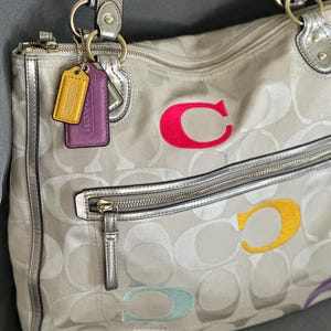 Vintage Coach Poppy Embroidered Khaki & Jacquard Shoulder Bag