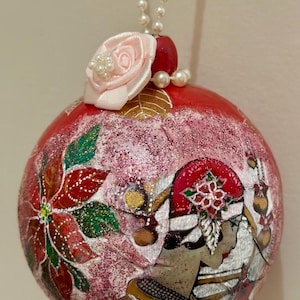 Large Holiday Christmas vintage ornament