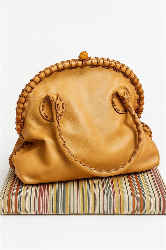 Vintage Henry Cuir Leather Tote Bag, Hand-Stitched Italian Design