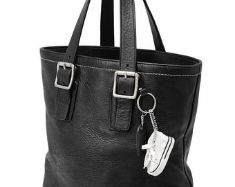 Vintage 80s Coach Black Leather Light Tote | 4065 | Made in USA
