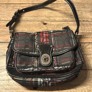 Vintage Coach Y2K . Coach  tartan poppy small penny flap multicolor PURSE G1026-F15477