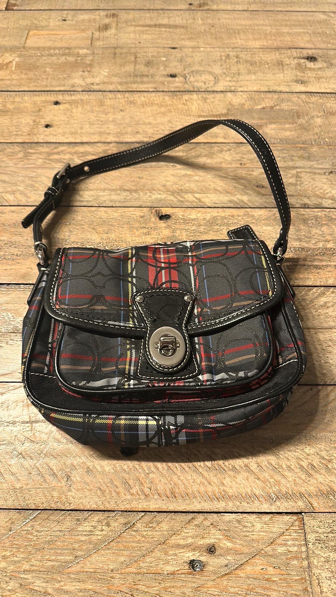 希少 COACH Y2K Poppy Mini Boston Bag BK Vintage Coach Y2K . Coach Tartan Poppy Small Penny Flap Multicolor