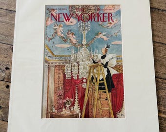 Vintage The New Yorker Cover Print – April 24, 1955 – Matted Illustration