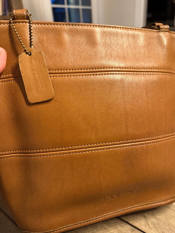 Vintage COACH Tribeca Camel Leather Tote Shoulder Bag Purse 9098