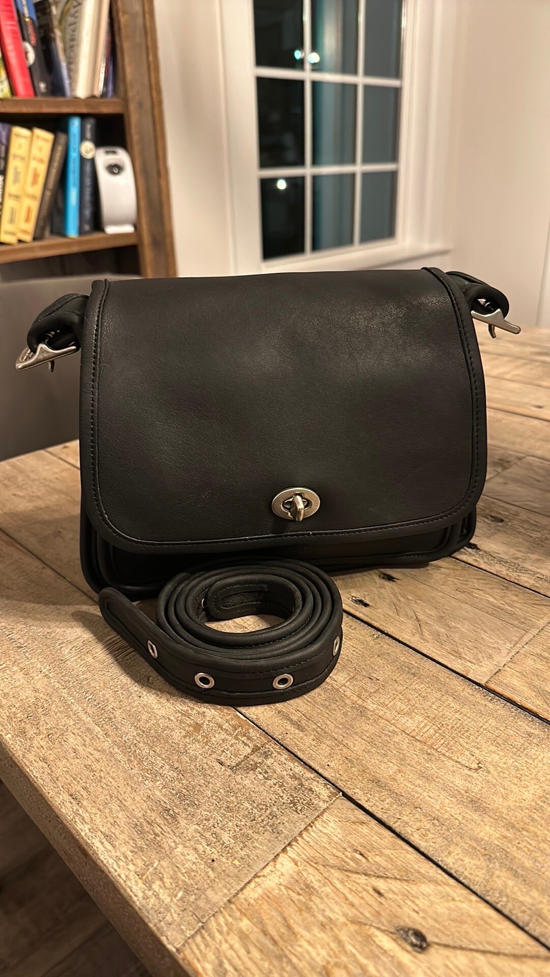 Genuine Vintage COACH 9061 Rambler Black Leather Turnlock Flap Purse Crossbody Etsy