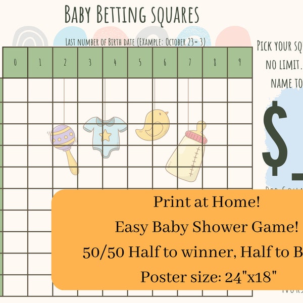 Baby Shower - Baby Betting Squares Game