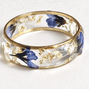 Dried Flower Resin Ring, Minimalist Stackable Jewelry