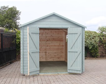 Staffordshire Outbuildings - 12 x 10ft Apex Interlocking Garden Shed - Scandinavian Redwood - Delivered Fully Assembled