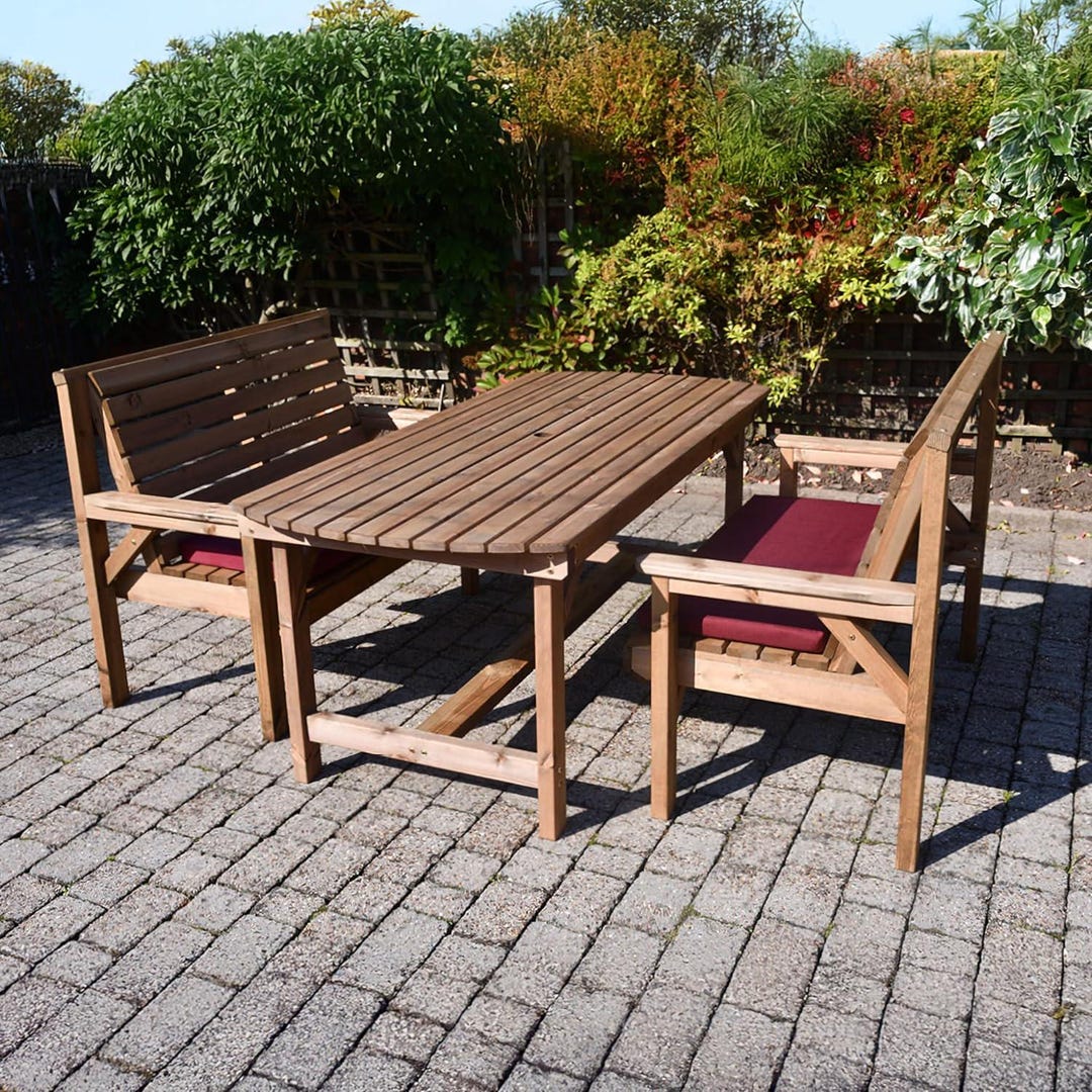 6FT Wooden Garden Table and Bench Set – Outdoor Patio Dining Furniture ...