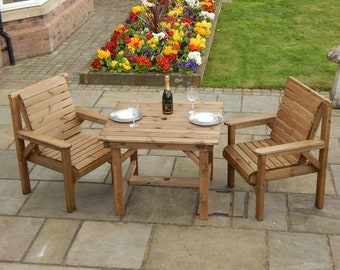 Patio Garden Set - 3ft Square Table & 2 Chairs