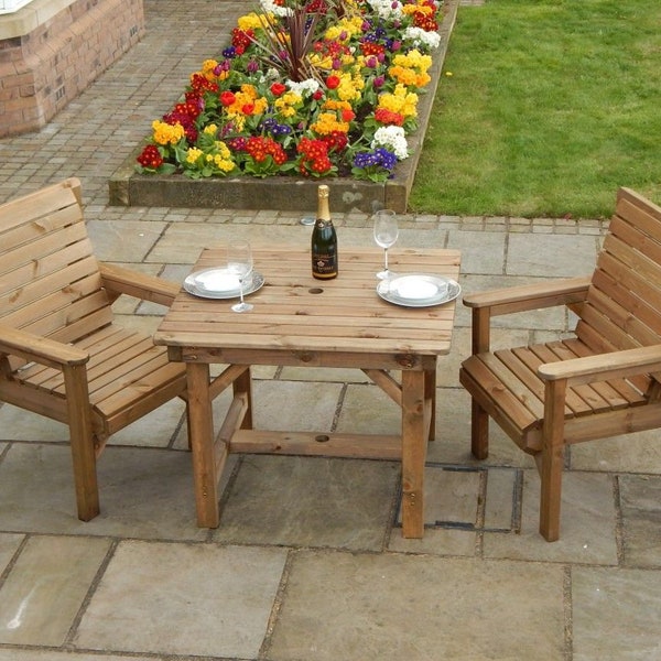 Patio Garden Set - 3ft Square Table & 2 Chairs