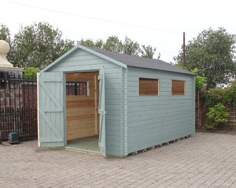 Staffordshire Outbuildings - 10 x 10ft Apex Interlocking Garden Shed - Scandinavian Redwood - Delivered Fully Assembled