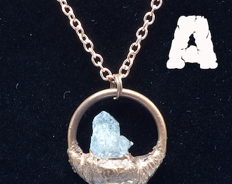 Double Terminated Arkansas Quartz Crystal Point Copper Electroformed Pendants on Copper chain Amulet Necklace Crystal Necklace