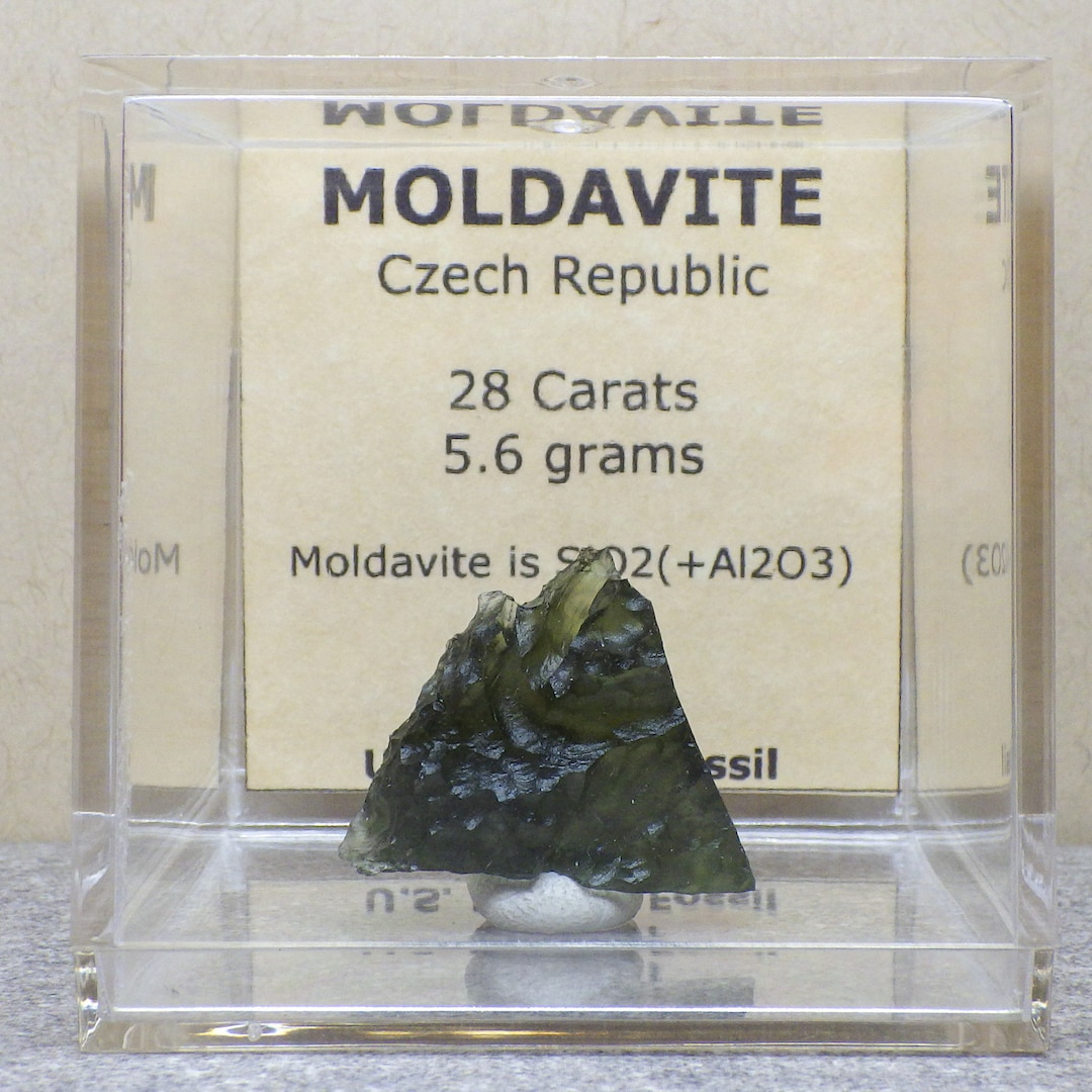 28 Carat Genuine Czech Republic Moldavite Comes With the 2in. X 2in