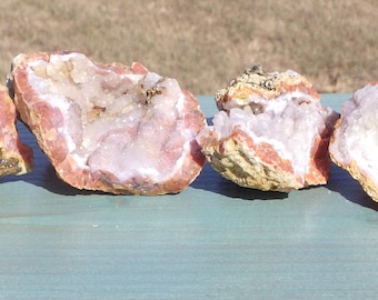 Chalcedony and Quartz lined Geode from Morocco
