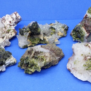 Nice Epidote and Quartz Clusters 6 To Choose From. Over 21 grams