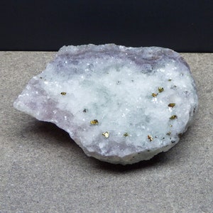 Unique Chalcopyrite Over This Amethyst and Quartz Crystal Cluster From Mexico Druse Quartz