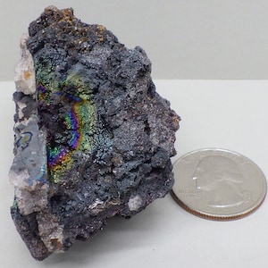 Graves Mountain Turgite Hematite Over Goethite With Quartz. Nice Rainbow Color