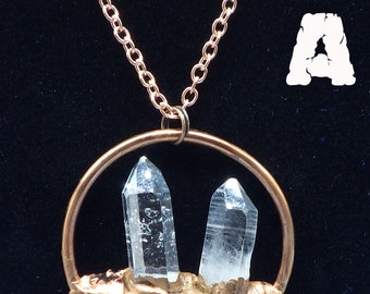 Multi Arkansas Quartz Crystal Point Copper Electroformed Pendants on Copper chain Amulet Necklace Crystal Necklace