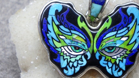 Stunning Turquoise Butterfly Eyes Pendant for Nec… - image 3