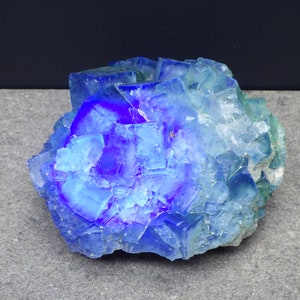 Amazing UV Beautiful Zoning on the Green Cubes Madagascar Fluorite Nice Mineral Specimen