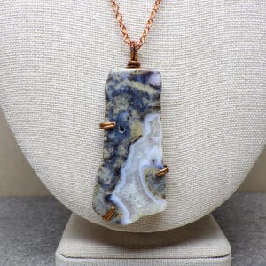 Oregon Seam Agate Copper Wire Wrapped Pendant and Copper Necklace Great Mineral and Crystal Lover Gift