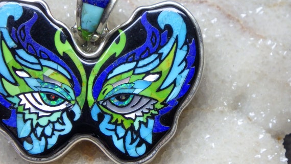 Stunning Turquoise Butterfly Eyes Pendant for Nec… - image 4