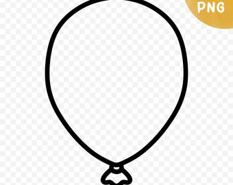 Simple Black Balloon Outline Template, DIY Craft - Printable Solid Black Birthday Balloon Art for Teachers, Classrooms, Daycare PNG & PDF