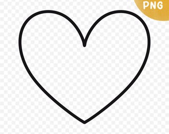 Simple Black Heart Outline Template, DIY Craft - Daycare Activities, Printable Valentines Art for Teachers, Classrooms PNG Basic Stencil