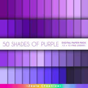 50 nuances de violet 12 x 12 papier numérique - téléchargement immédiat pour un arrière-plan de couleur unie, scrapbooking - pastel, lilas, violets riches