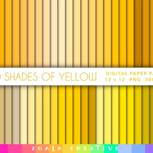 50 nuances de jaune 12 x 12 papier numérique - téléchargement immédiat pour scrapbooking de couleur unie, arrière-plans - pastel, lumineux, jaunes