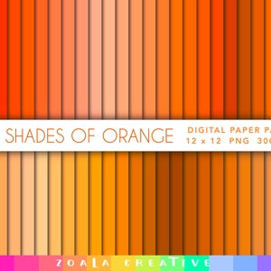 50 sfumature di arancione 12 x 12 carta digitale - Pacchetto download immediato per scrapbooking, sfondi - pastello, brillante, colore pieno di agrumi