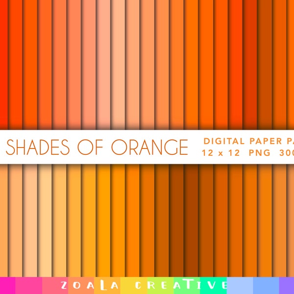 50 Shades of Orange 12 x 12 Digital Paper - Instant Download Bundle for Scrapbooking, Backgrounds - Pastel, Bright, Citrus Solid Colour