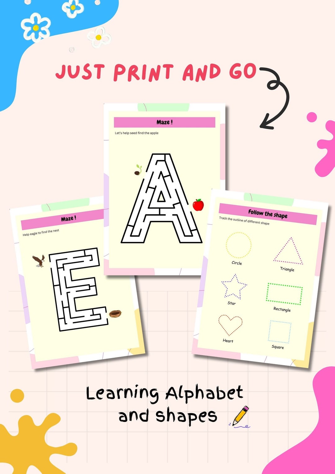 Handwriting Practice Sheets, Preschool , Line Tracing Worksheets ...