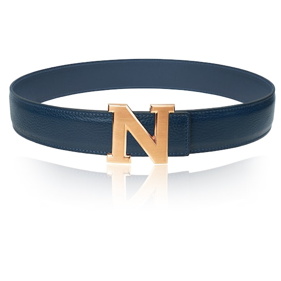 Reversible Leather Belt With Navy Blue 40 Mm 1.5 display picture 1