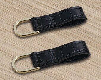 2 Togo Crocodile Black Leather pour Birkin/Kelly Shoulder Strap Adapter D Ring Pochette