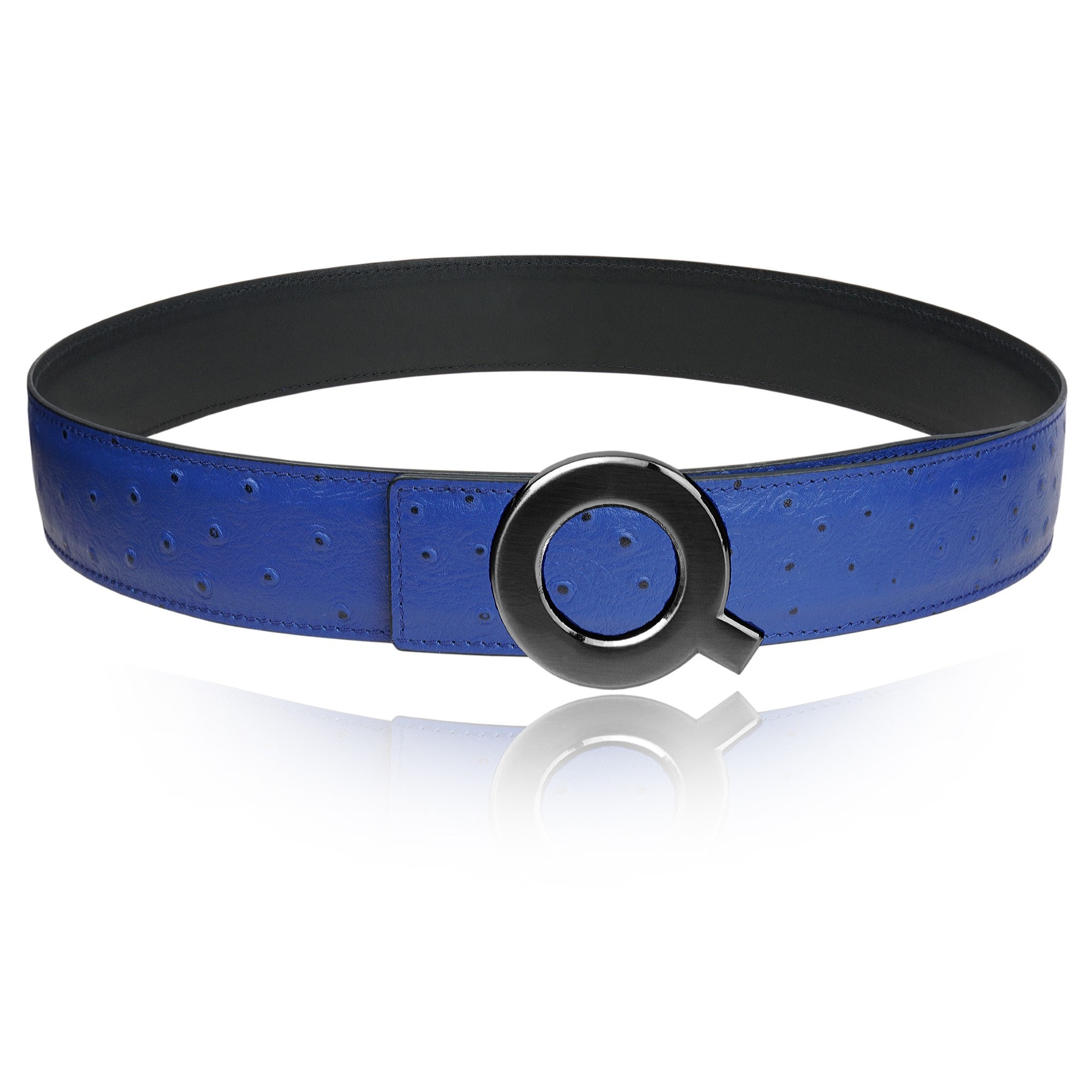 Reversible Belt Ostrich Leather Electric Blue 32 Mm 1.25