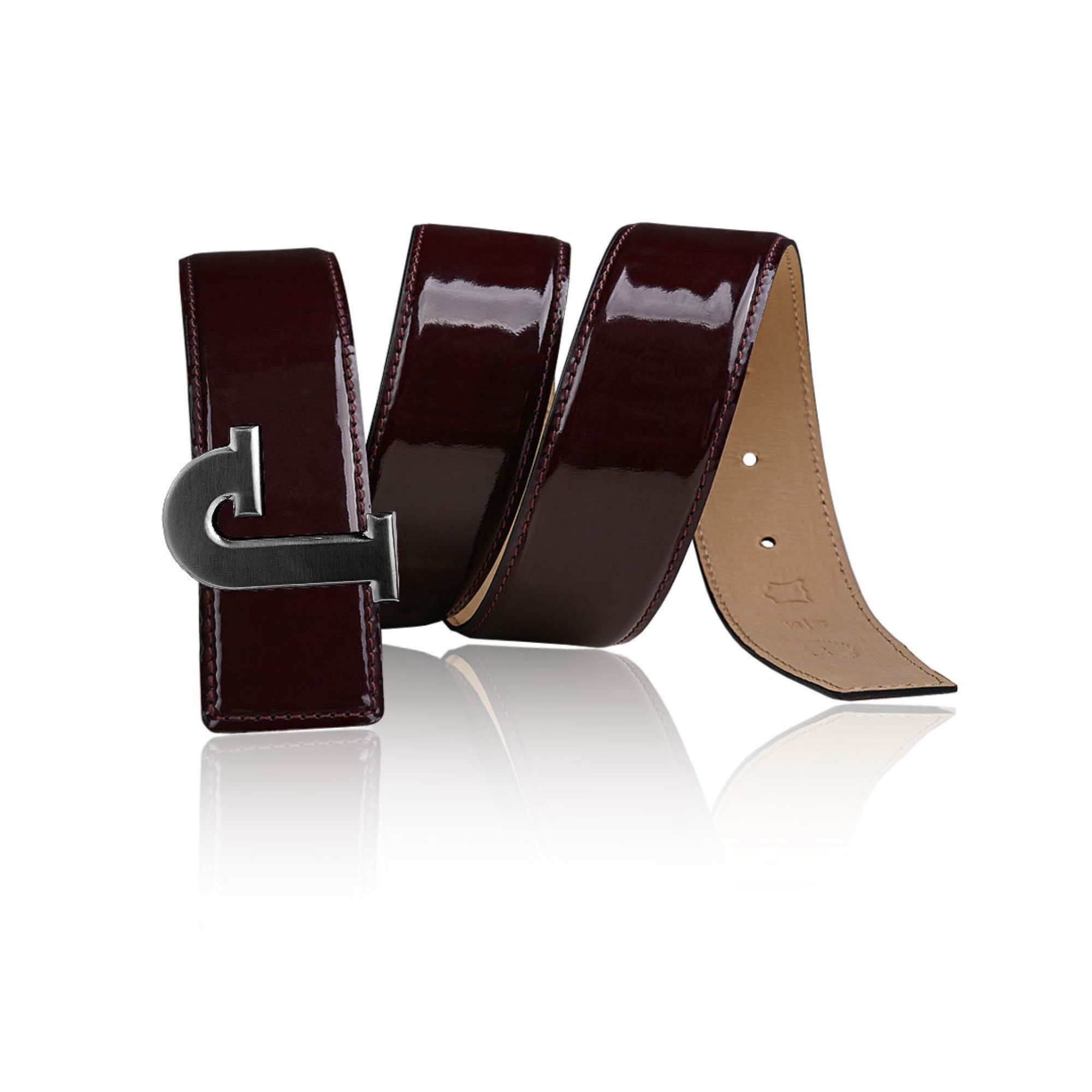 Reversible Leather Belt Patent Leather Bordo 40 Mm 1.5