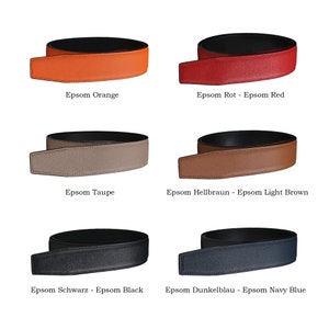 Handmade H belt made to measure genuine leather Epsom replacement belt without buckle in widths 32 mm 38 mm 42 mm image 1