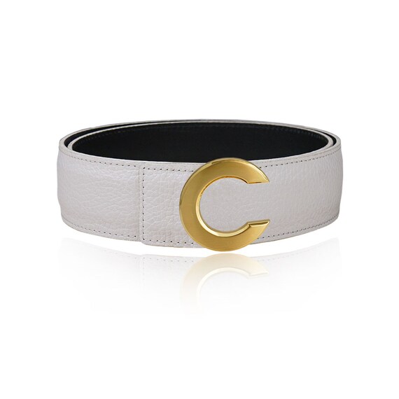 Reversible Leather Belt White 32 Mm 1.25 display picture 1