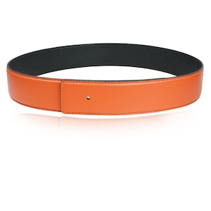 Reversible Leather Belt Orange 32 mm 1.25" or 40 mm 1.5" or 25 mm 1" without H Buckle Handmade Her/Him Personalized Buckle Possible