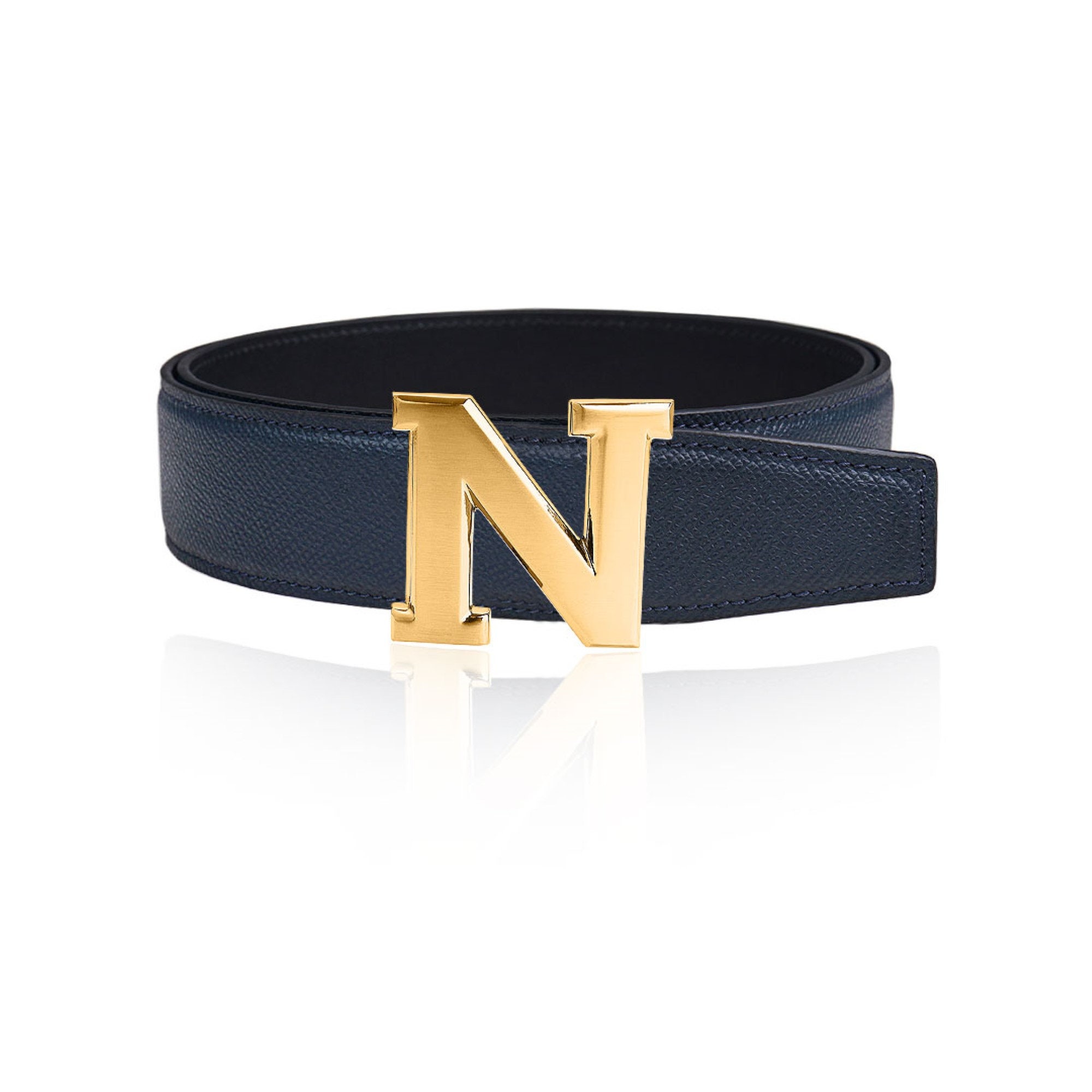 Chic Black / blue  Belt with Gold Knot Buckles. Reversible belt strap Amazon.com: Concitor Reversible Belt Bonded Leather  main image 2