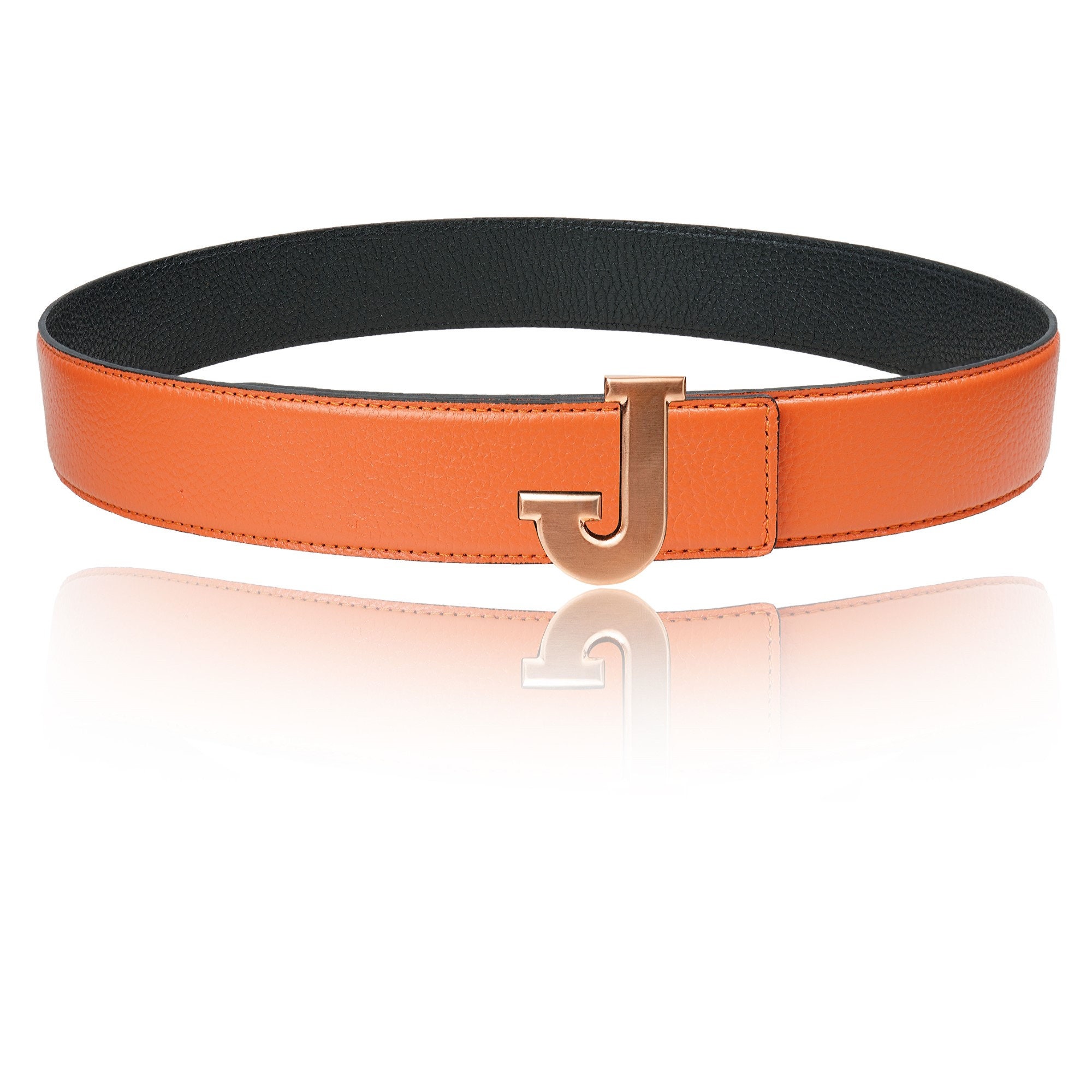 Reversible Leather Belt With Orange 32 Mm 1.25