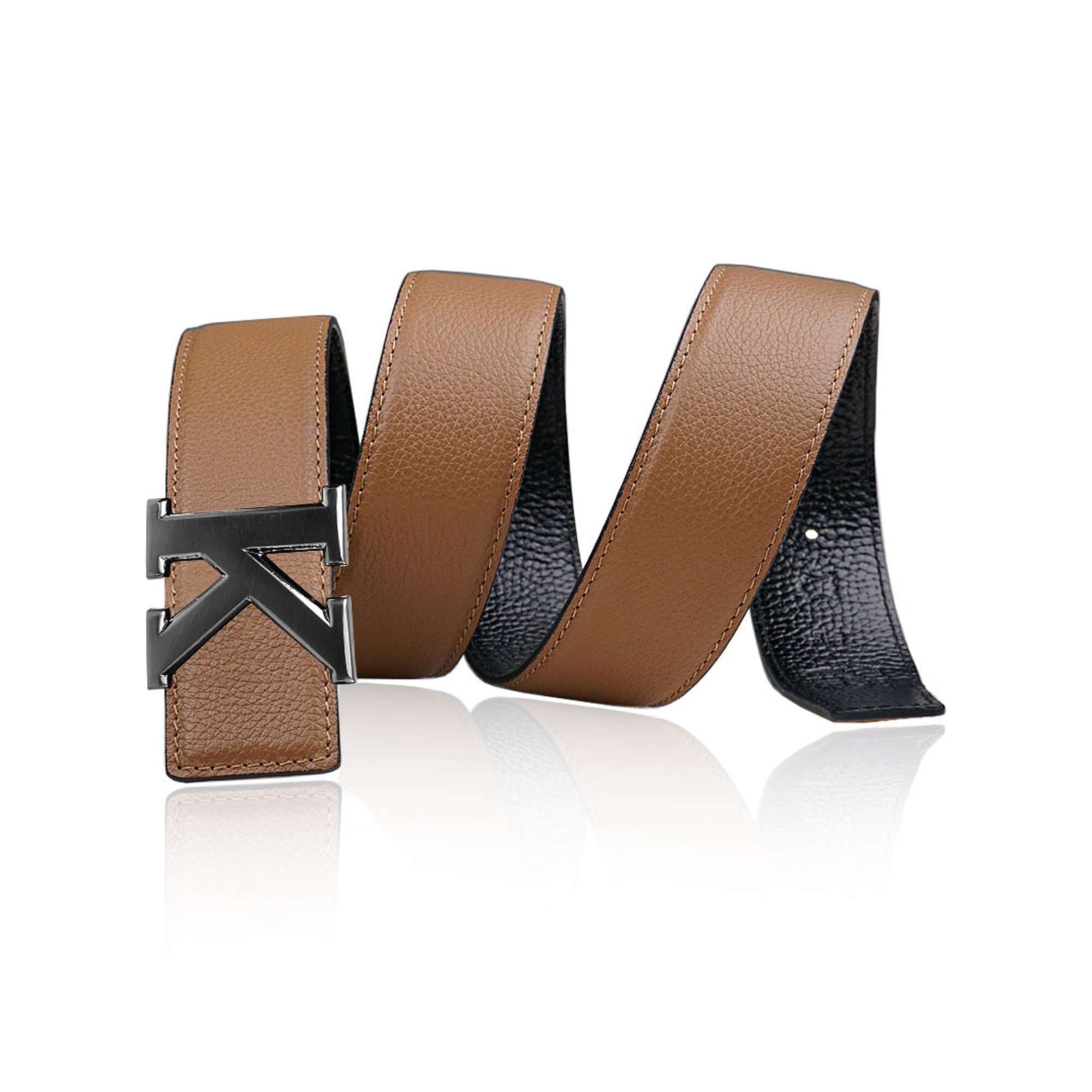 deres ベルト ブラウン ゴールド金具 DRIES VAN NOTEN(ドリスヴァンノッテン) Gold lame leather