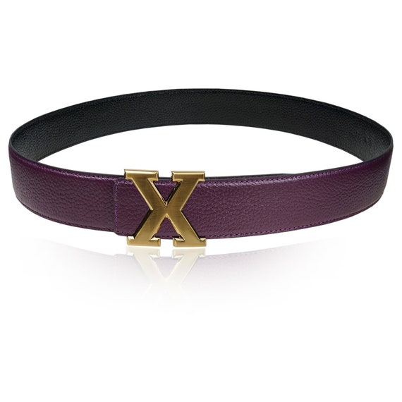 Reversible Belt Leather Belt Plum 40mm 1.5 with Belt x Buckle with Personalized Belt Buckle Christmas Gift