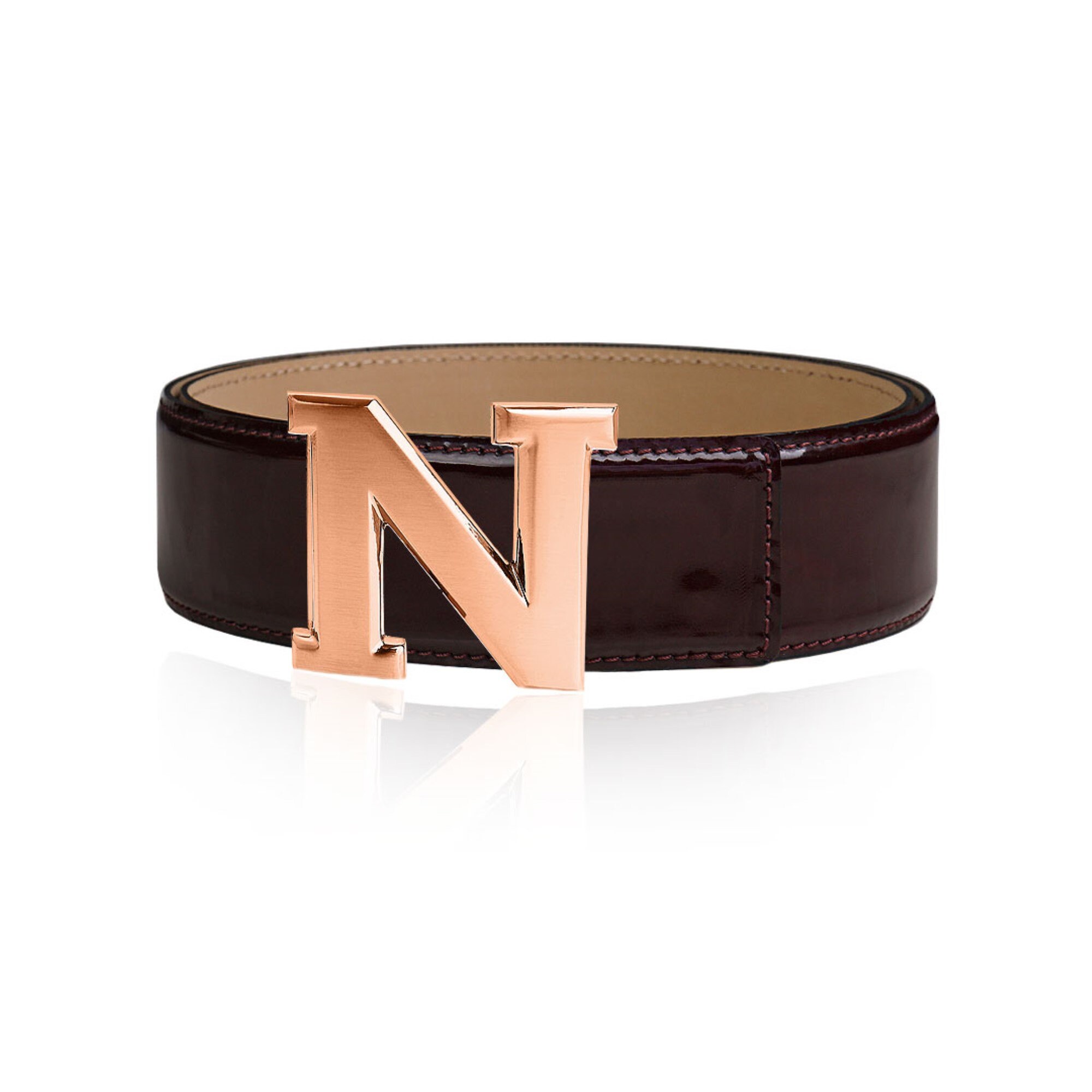 Reversible Leather Belt Patent Leather Bordo 32 Mm 1.25